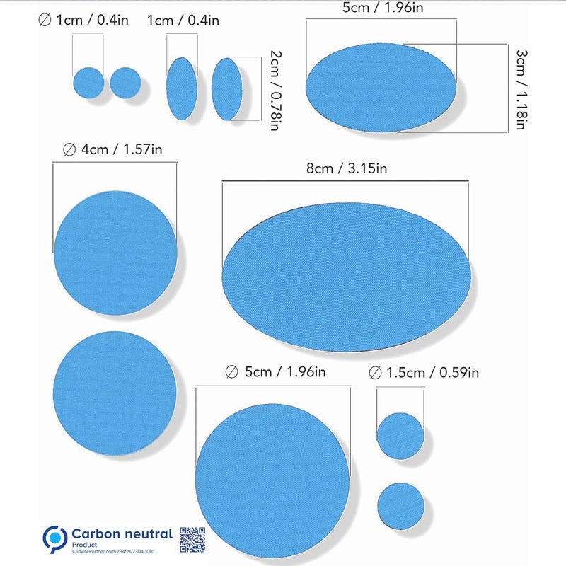 aZengear Repair Patches for Jackets, Tent, Shoe Toe, Air Mattress, Inflatables, PVC Gear - Waterproof, Self-Adhesive, Tear-Cold-Heat-Resistant, Down Puffer Coat (11 Pcs, Sky Blue) - Image 3